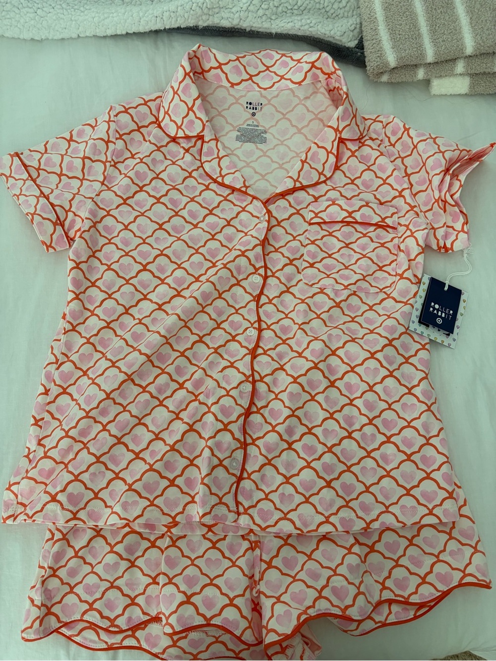 Roller Rabbit x Target Pink & Orange Heart-Print Short Pajama Set